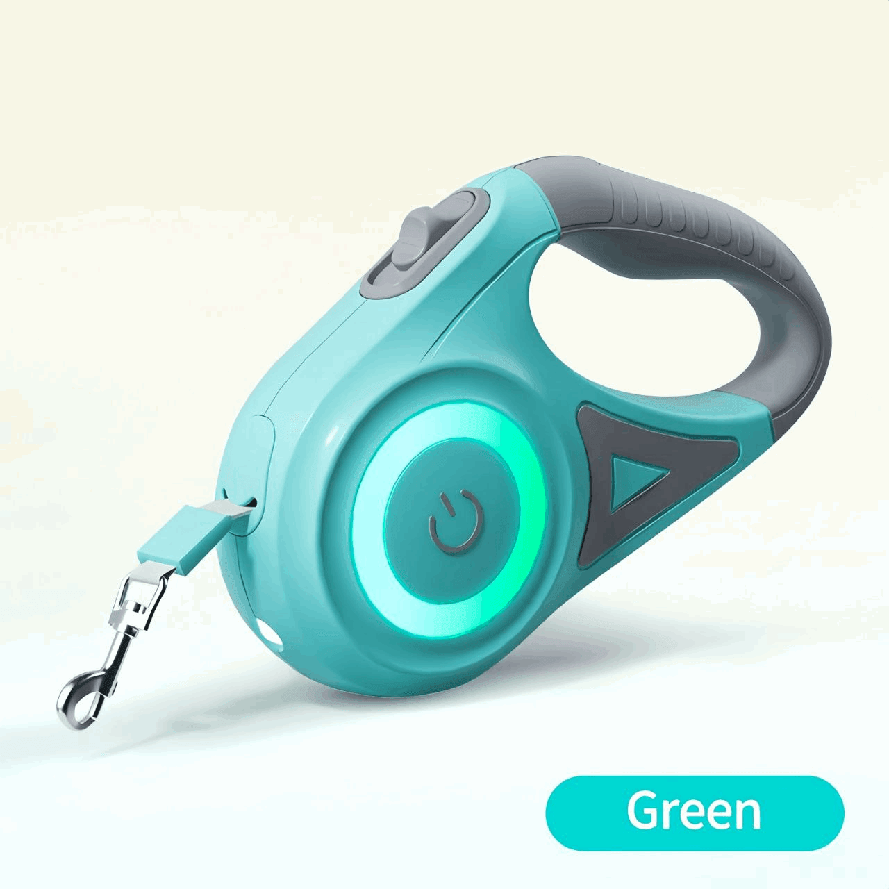 Stylish green LED dog leash glowing with modern design and bright visibility for safe walks