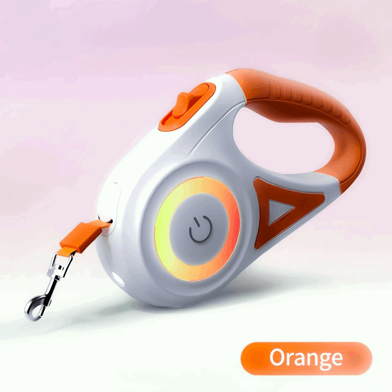 Bright orange glow on dog leash designed to stand out during nighttime walks and boost pet safety