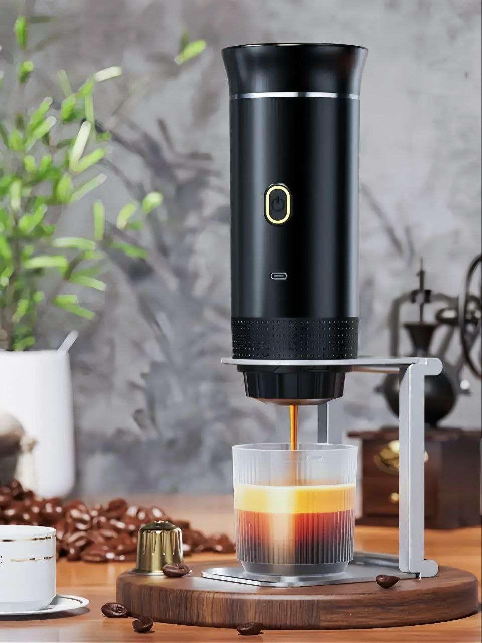 Espresso machine dispensing rich coffee into a cup.
