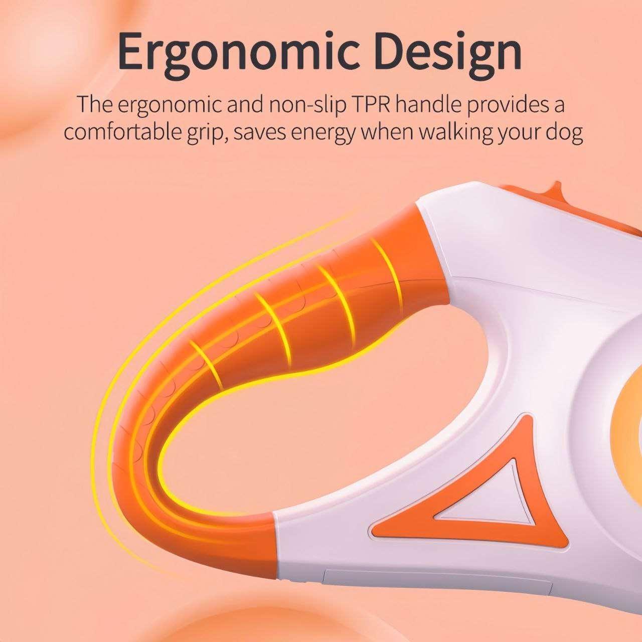 Ergonomic LED dog leash handle with non-slip TPR grip for comfortable dog walking